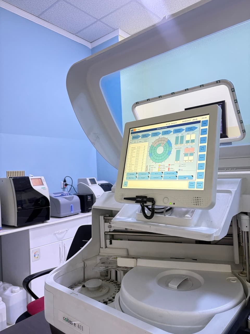 An automated analyzer in the medical laboratory at Kurdistan Hospital